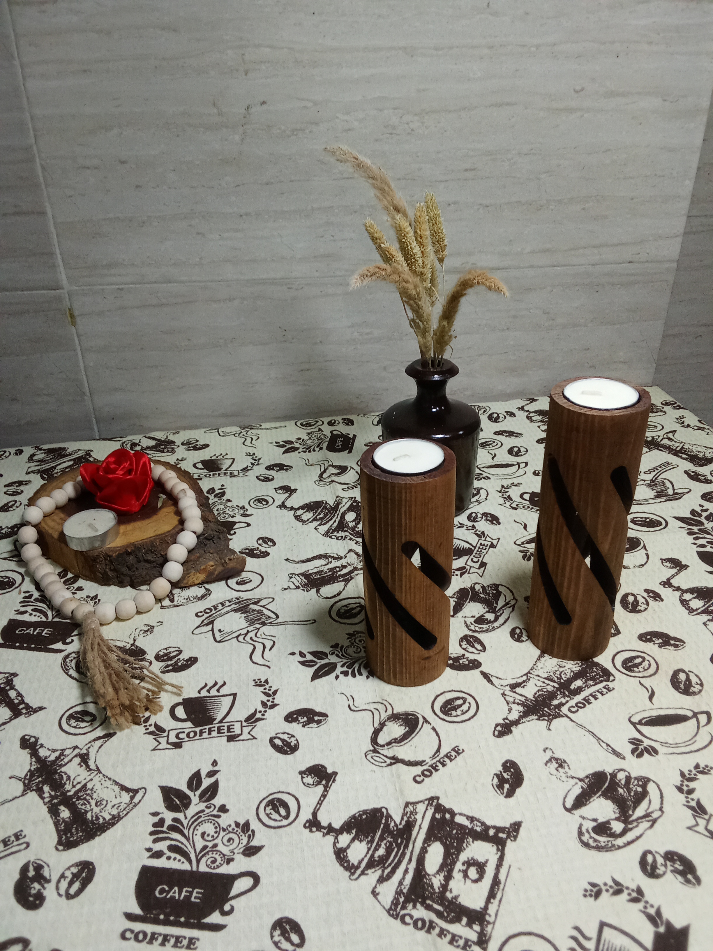 جاشمعی چوبی بسیار زیبا وباکیفیت جفتی